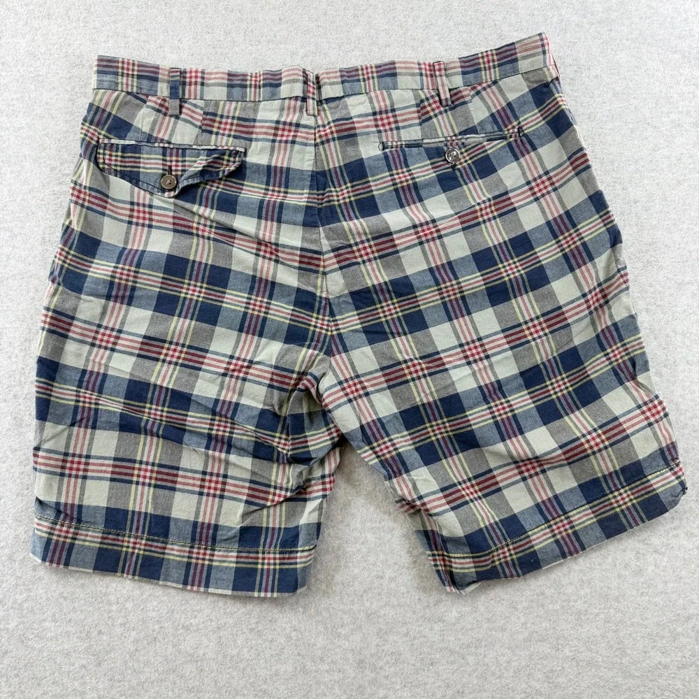 Ralph Lauren India Madras Mens Plaid Shorts Blue Red Grey 36 100% Cotton 9 Insea